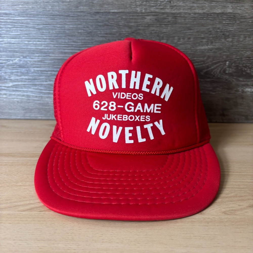 Vintage Northern Novelty Hat Cap Snapback Red Trucker Adjustable